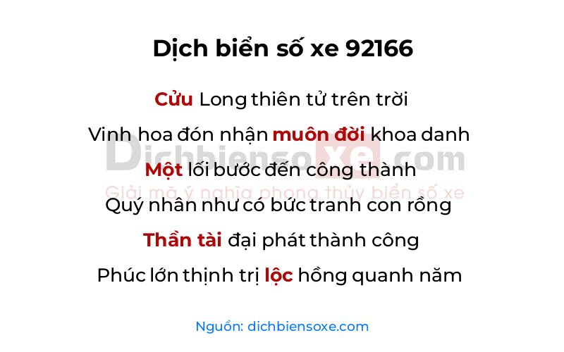 Dịch thơ biển số 92166