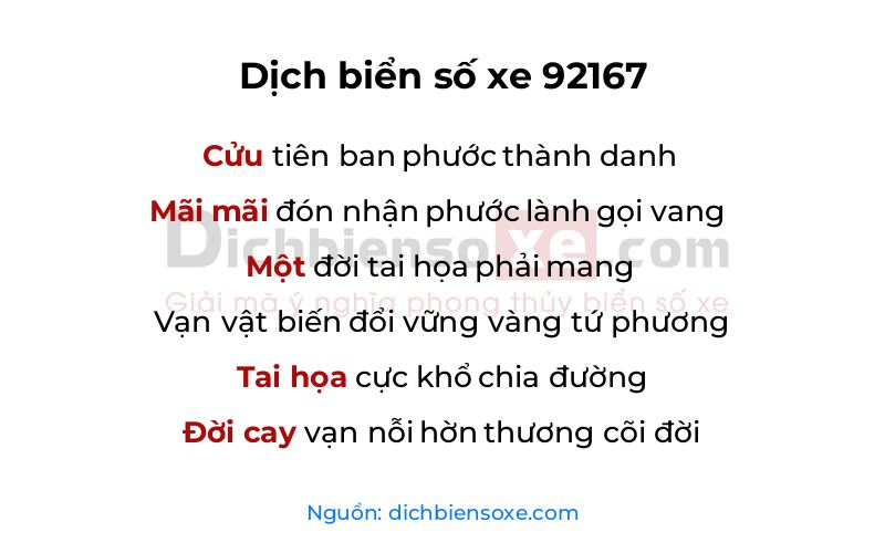 Dịch thơ biển số 92167