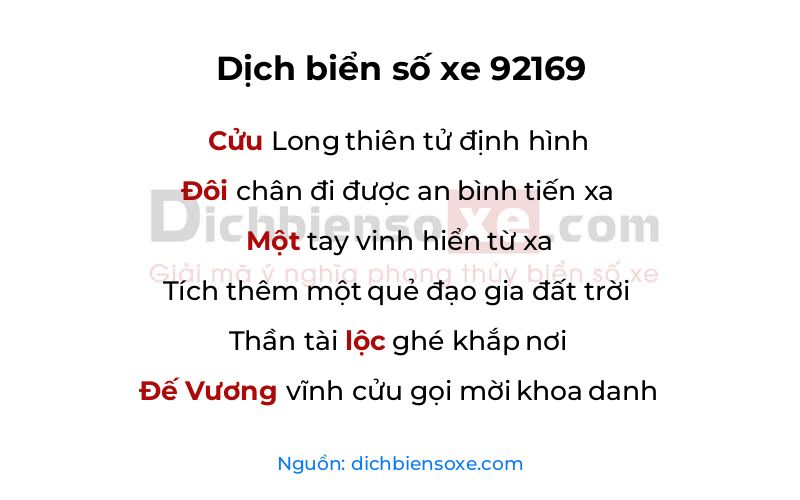 Dịch thơ biển số 92169