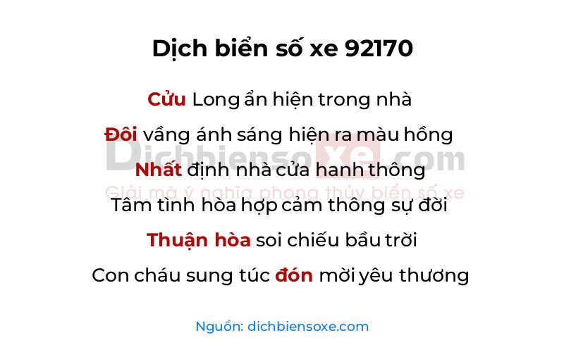 Dịch thơ biển số 92170