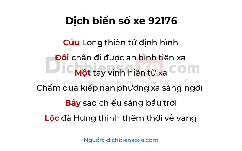 Dịch thơ biển số 92176