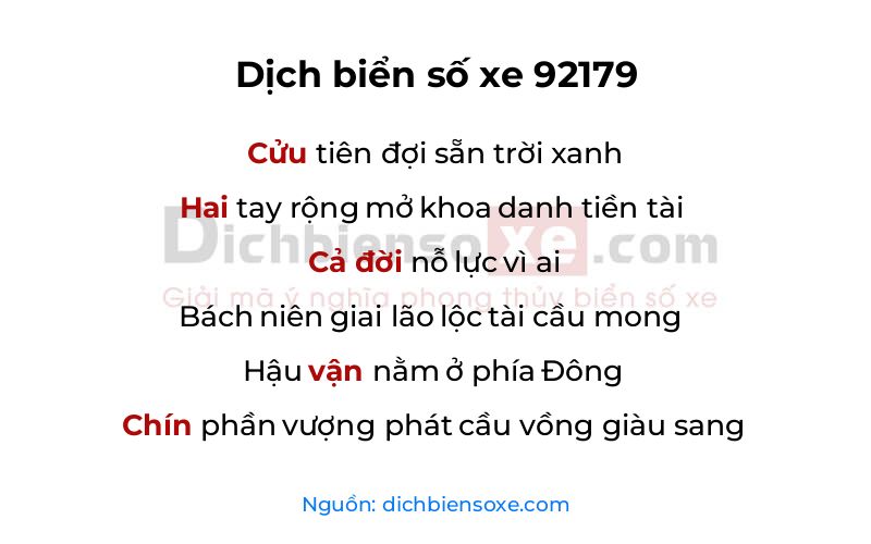 Dịch thơ biển số 92179