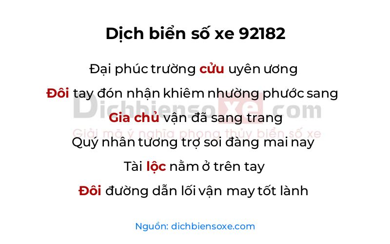 Dịch thơ biển số 92182