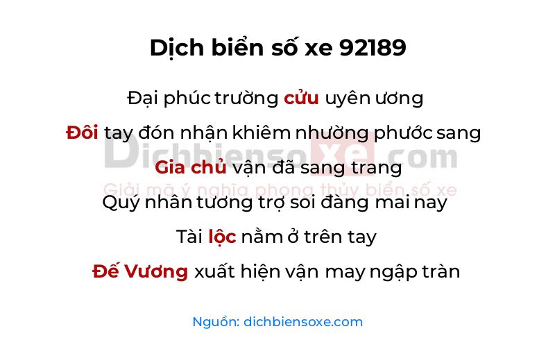 Dịch thơ biển số 92189