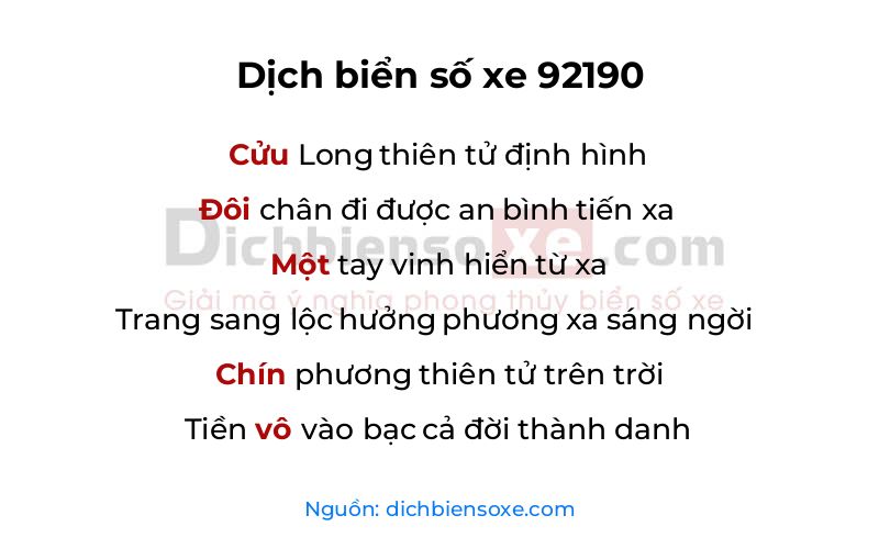 Dịch thơ biển số 92190