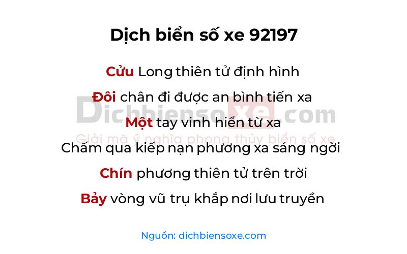Dịch thơ biển số 92197