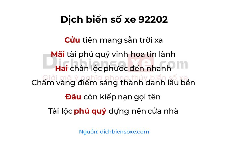 Dịch thơ biển số 92202