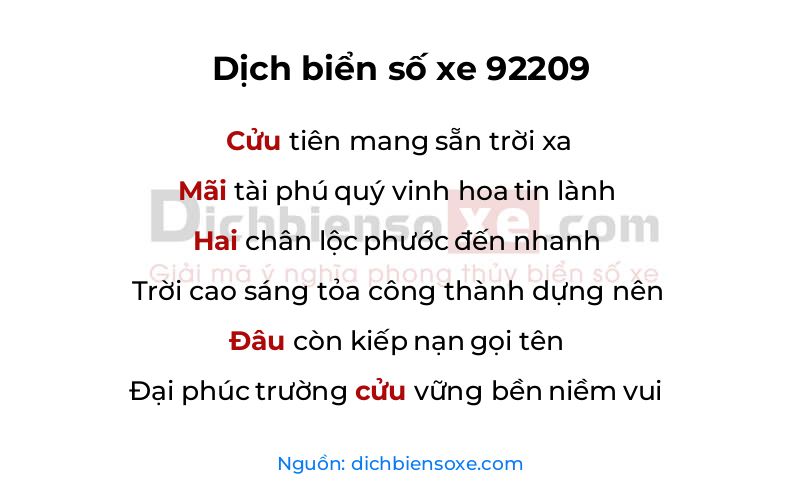 Dịch thơ biển số 92209