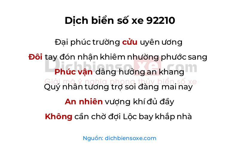 Dịch thơ biển số 92210