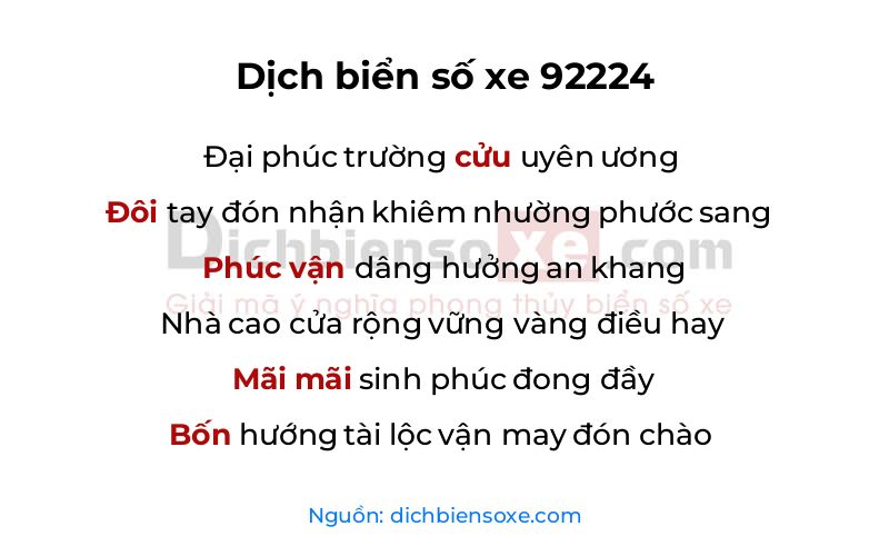 Dịch thơ biển số 92224