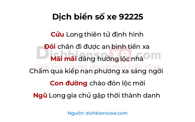 Dịch thơ biển số 92225