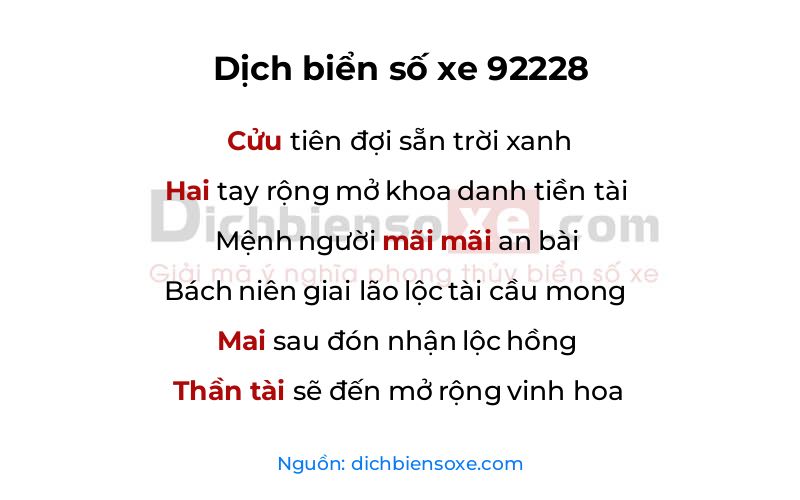 Dịch thơ biển số 92228