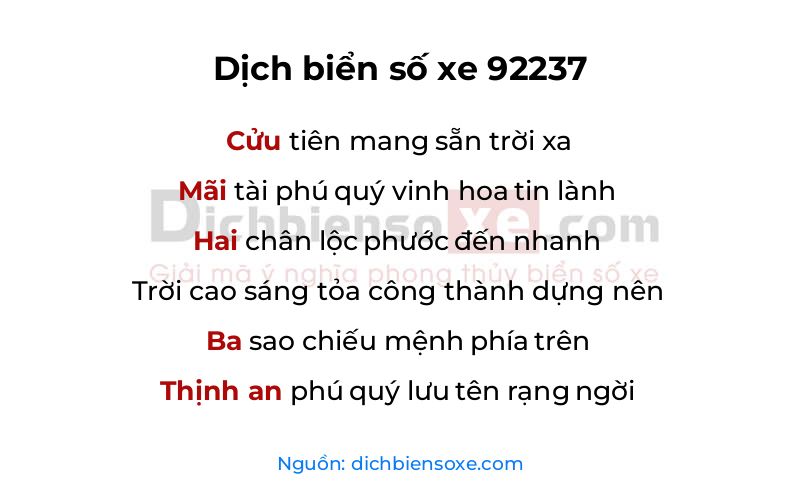 Dịch thơ biển số 92237