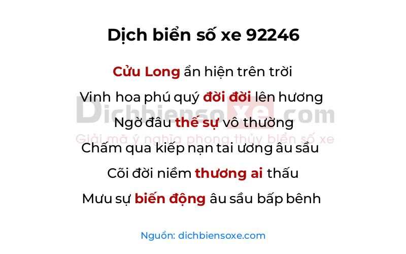 Dịch thơ biển số 92246