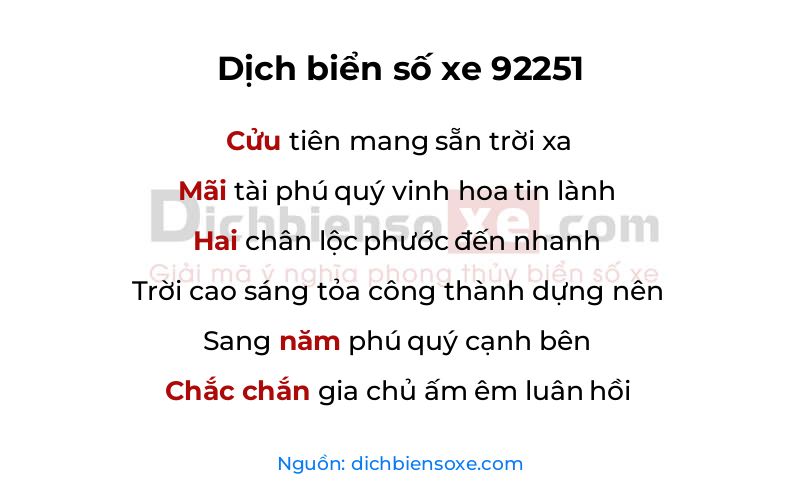 Dịch thơ biển số 92251