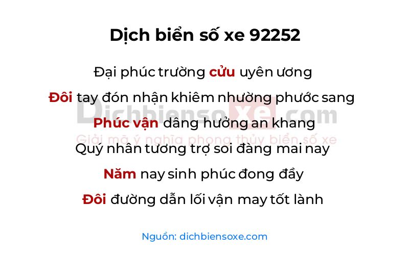 Dịch thơ biển số 92252