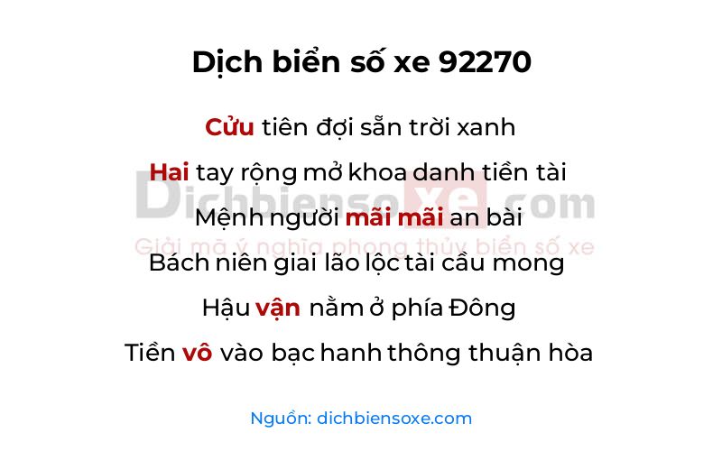 Dịch thơ biển số 92270