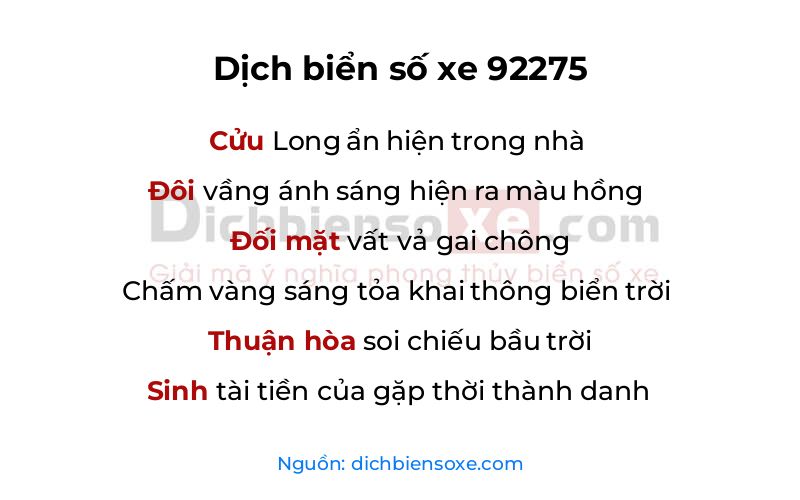 Dịch thơ biển số 92275