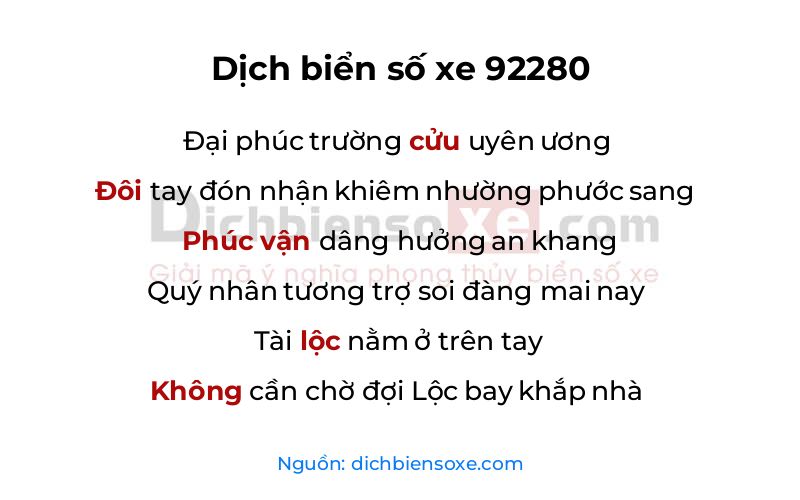 Dịch thơ biển số 92280