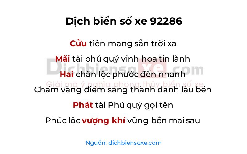 Dịch thơ biển số 92286