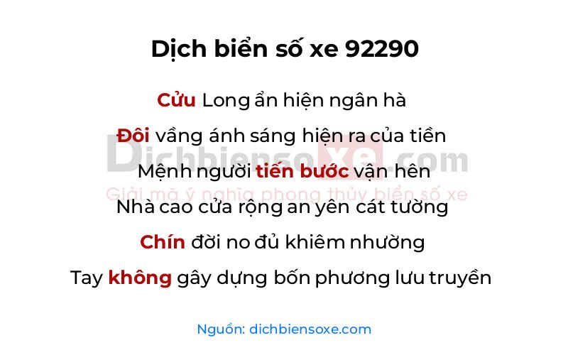 Dịch thơ biển số 92290