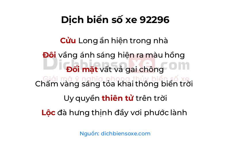 Dịch thơ biển số 92296
