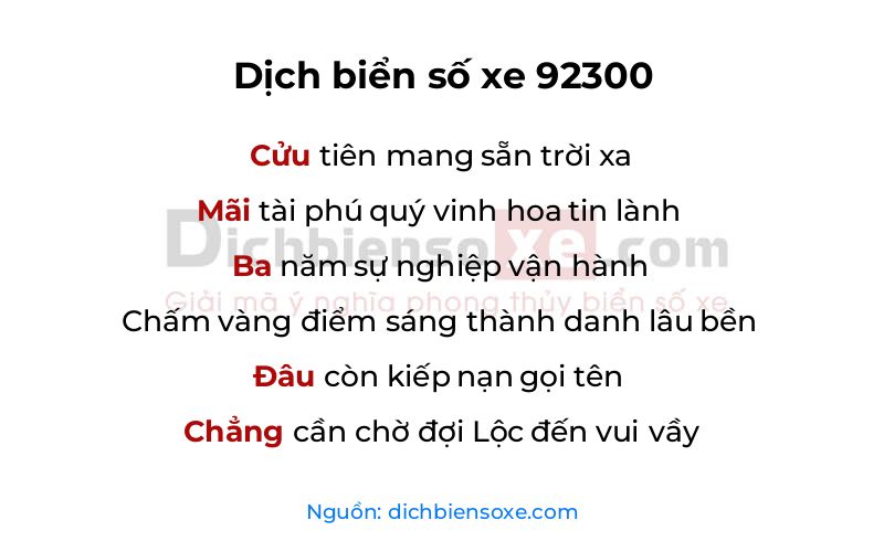 Dịch thơ biển số 92300
