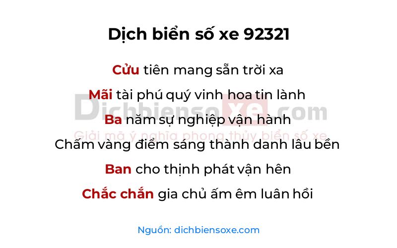 Dịch thơ biển số 92321