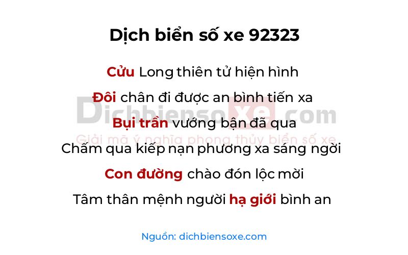 Dịch thơ biển số 92323