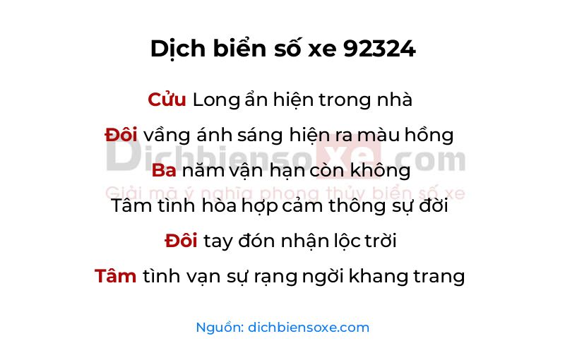Dịch thơ biển số 92324