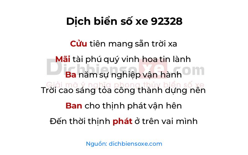 Dịch thơ biển số 92328