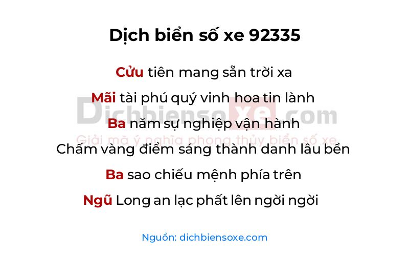 Dịch thơ biển số 92335