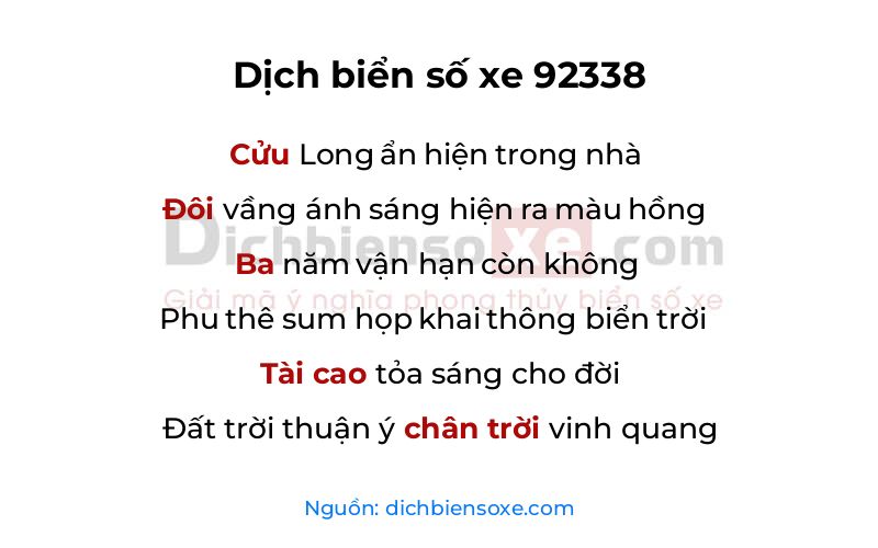 Dịch thơ biển số 92338