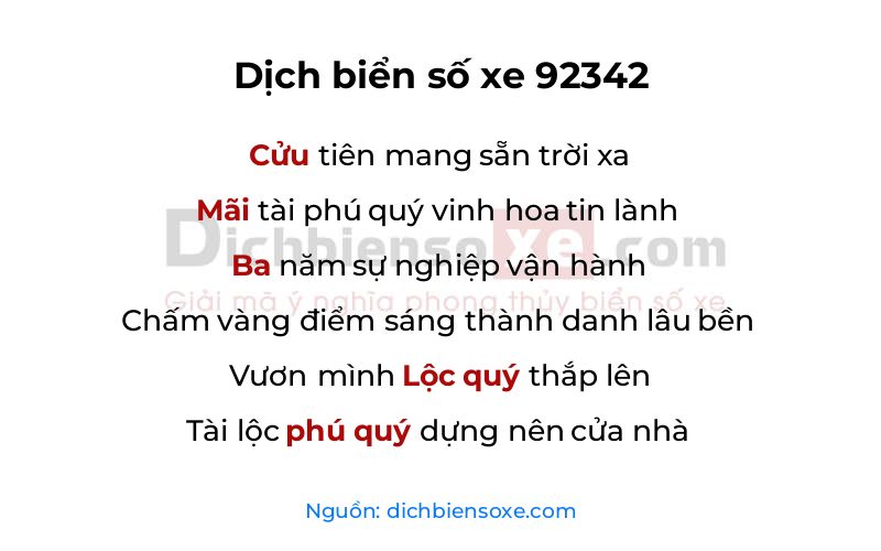 Dịch thơ biển số 92342