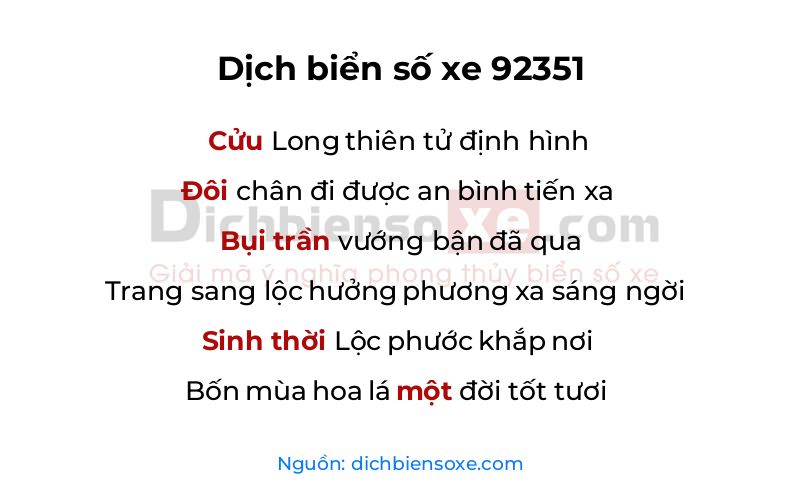 Dịch thơ biển số 92351