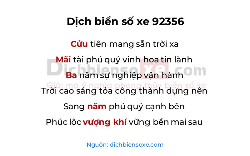 Dịch thơ biển số 92356