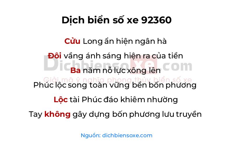 Dịch thơ biển số 92360