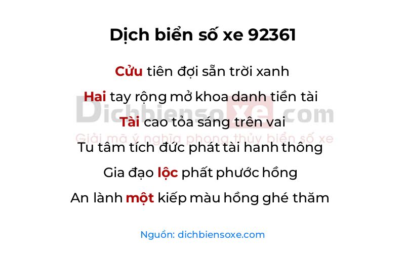 Dịch thơ biển số 92361