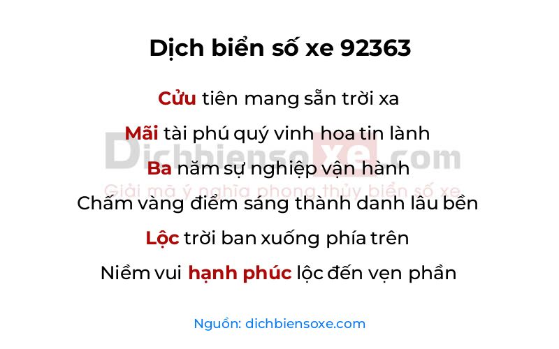 Dịch thơ biển số 92363