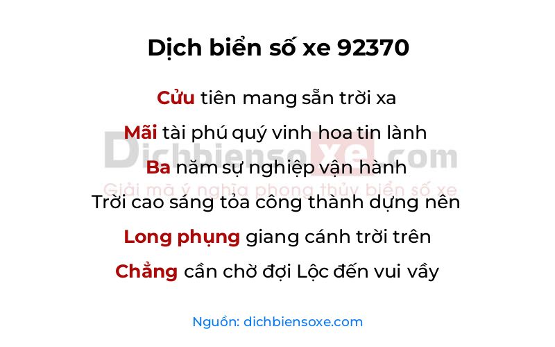 Dịch thơ biển số 92370