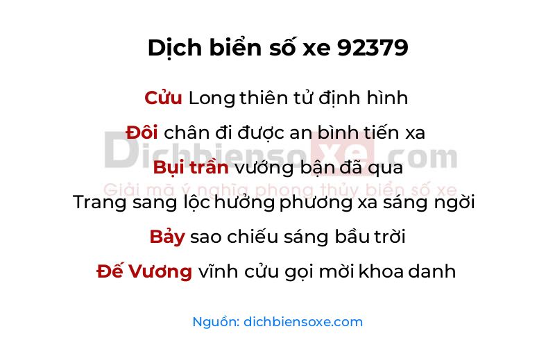 Dịch thơ biển số 92379