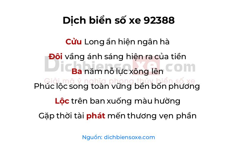 Dịch thơ biển số 92388