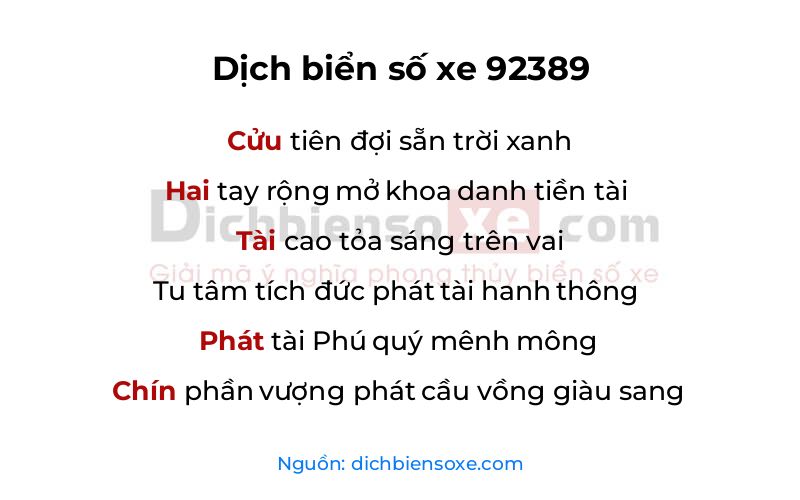 Dịch thơ biển số 92389