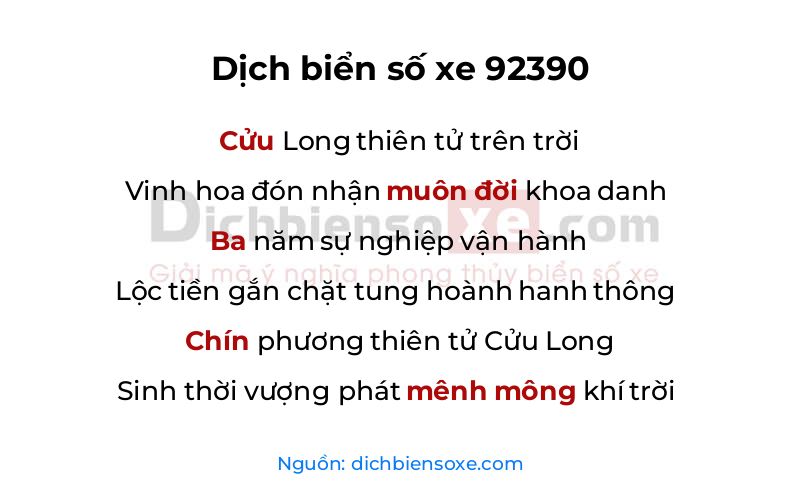 Dịch thơ biển số 92390