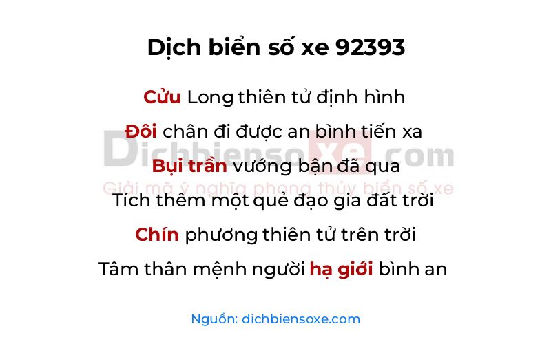Dịch thơ biển số 92393