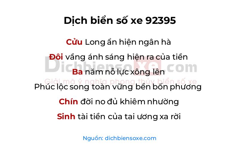 Dịch thơ biển số 92395