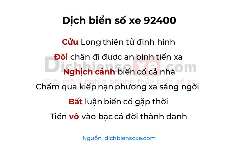 Dịch thơ biển số 92400