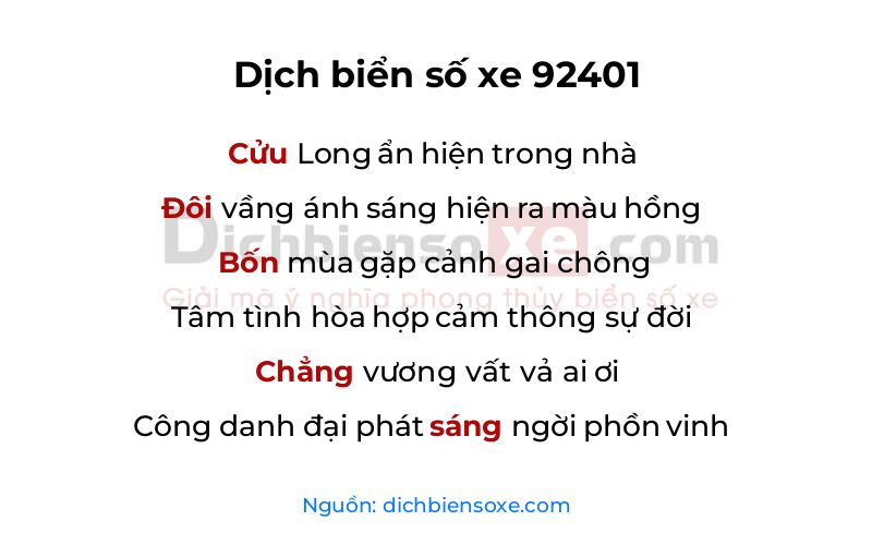 Dịch thơ biển số 92401