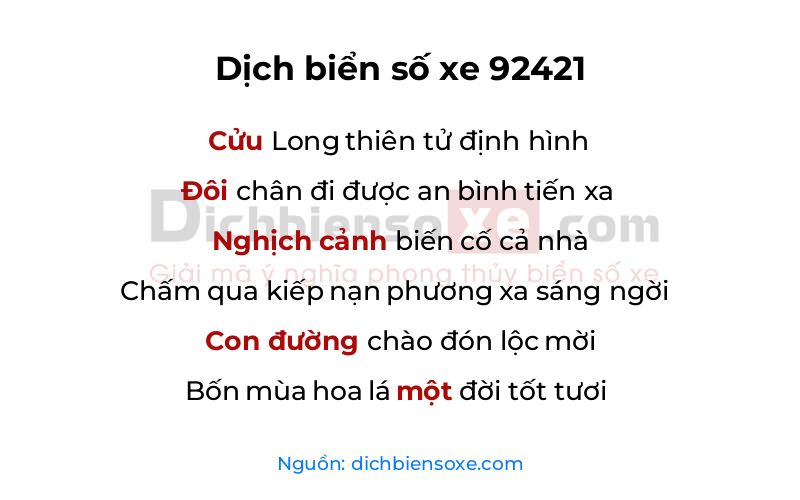 Dịch thơ biển số 92421