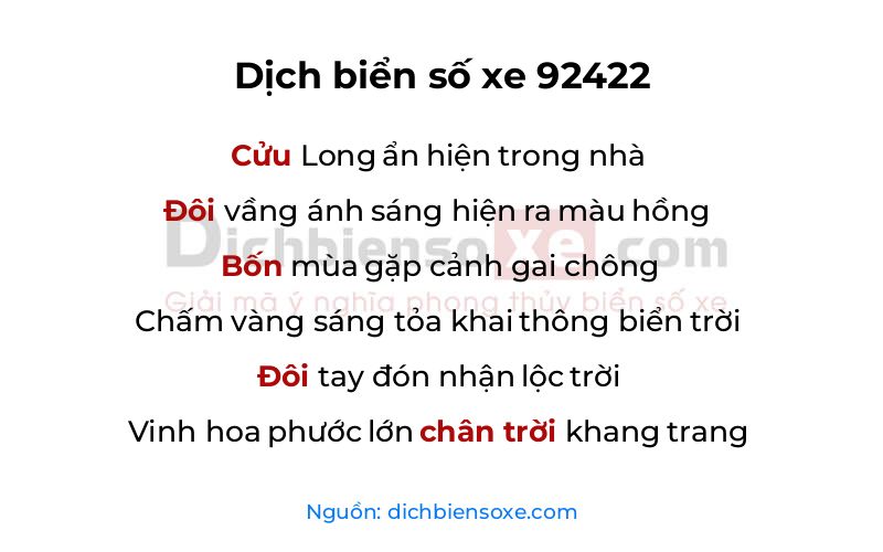 Dịch thơ biển số 92422